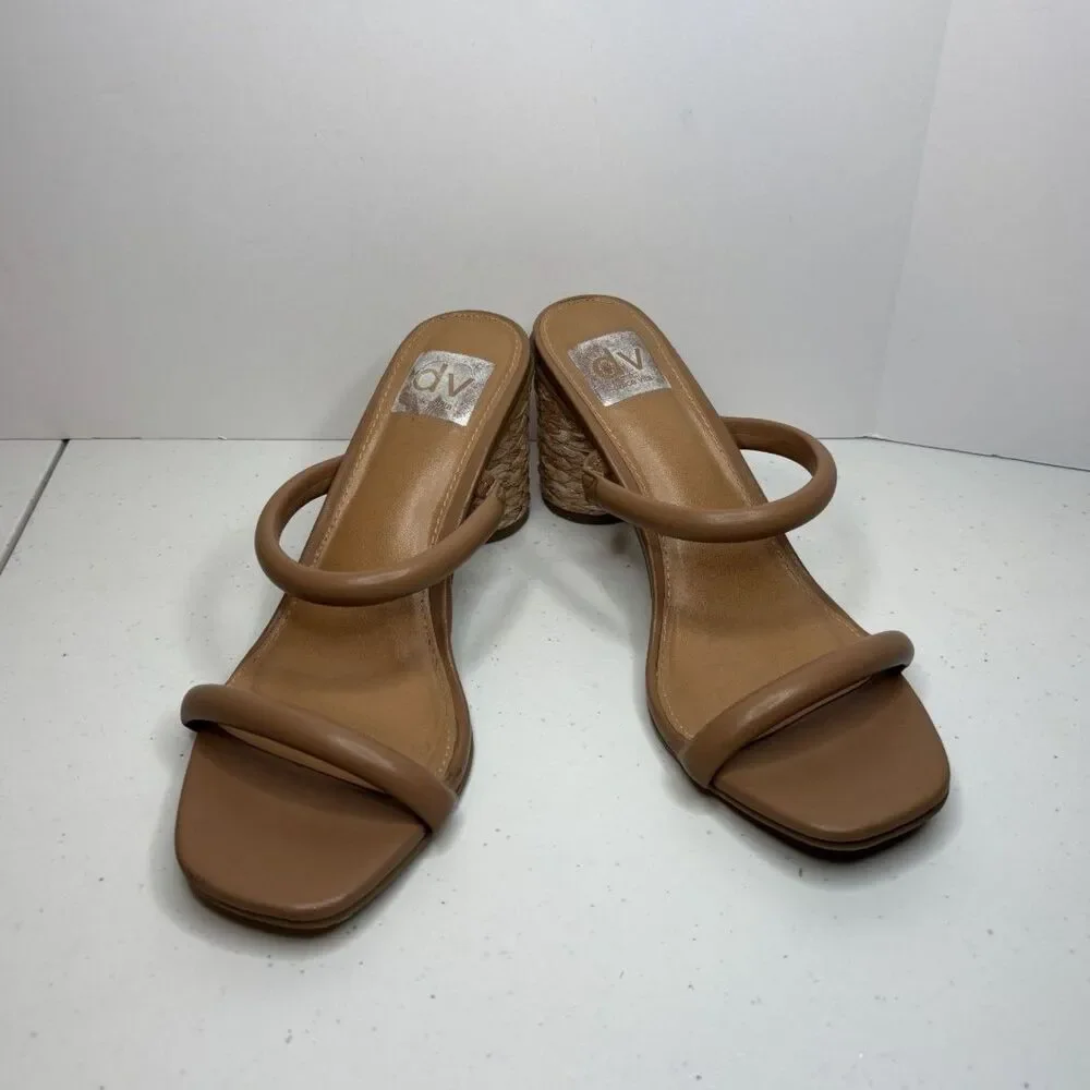 Dolce Vita Merrick Tan Vegan Leather Block Heel Platforms Womens Espadrille - Picture 3 of 9